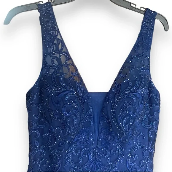 Camille La Vie Beaded Sweetheart Mermaid Dress with Godets Size 8 - Picture 4 of 8